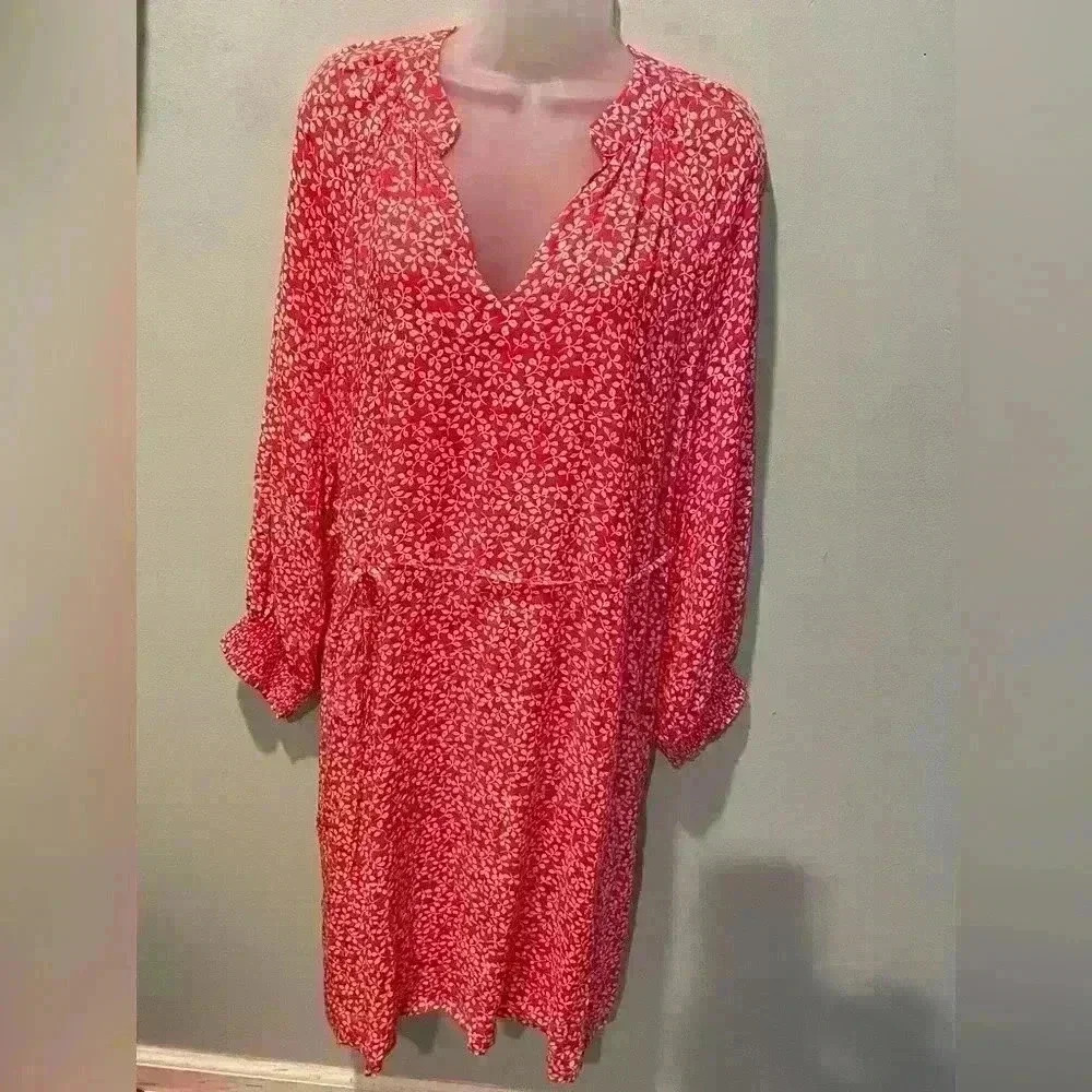 Draper James RSVP Red and White Floral Shift Dress, Women’s Size XXL